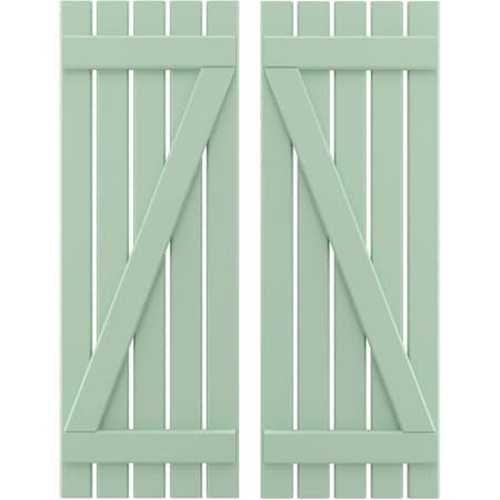 Americraft 5-Board (2 Batten) Wood Spaced Board-n-Batten Shutters W/ Z-Bar, ARW102SB519X81SGH